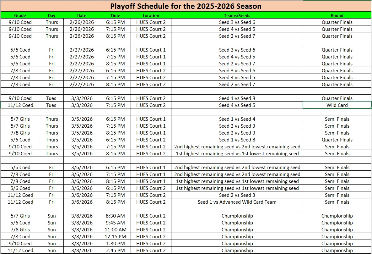2025-2026 Playoff Schedule